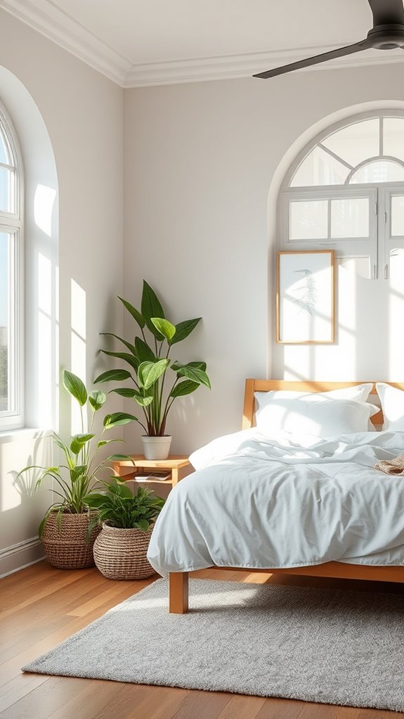 living plants enhance neutral gallery wall