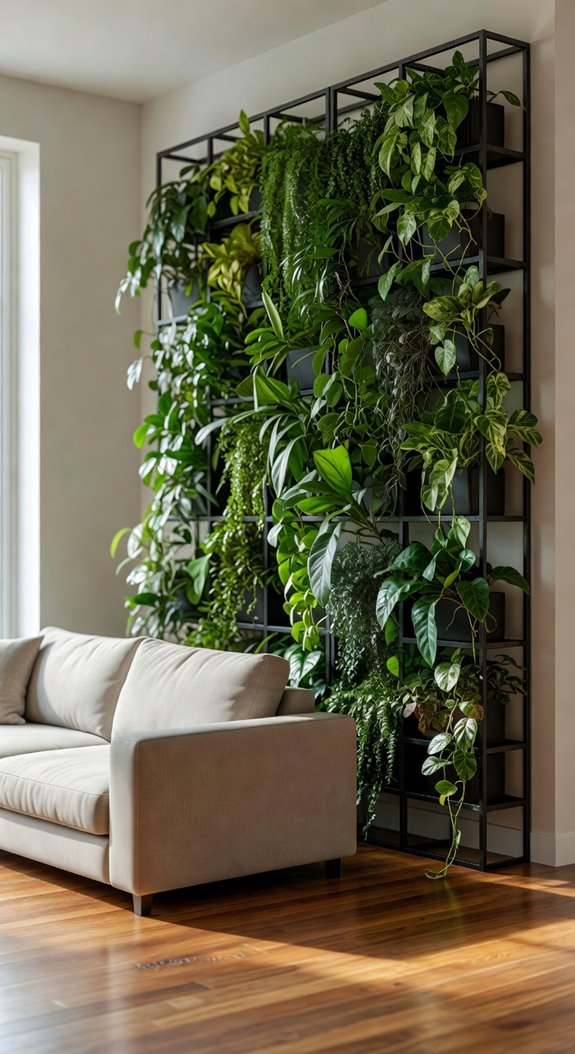 living room plant wall focal point