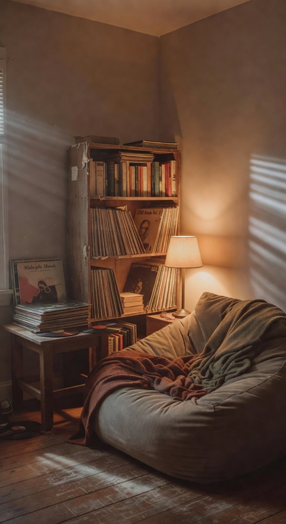 lo fi bedroom with books plants