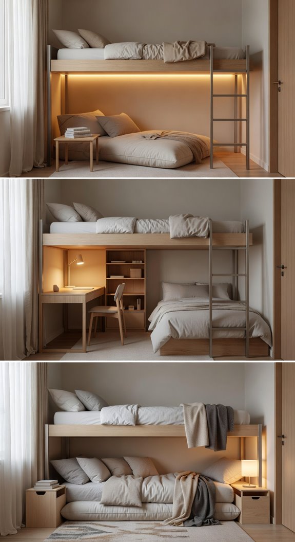loft bed frees floor space