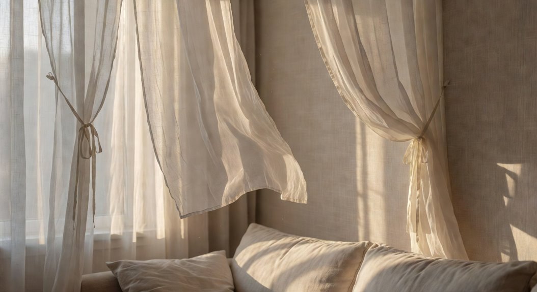 loosely tied sheer curtains