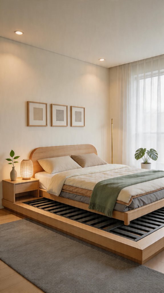 low earth toned platform bed
