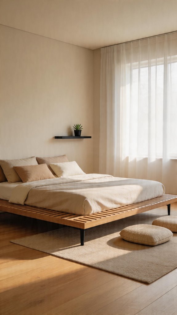 low platform beds japandi calm