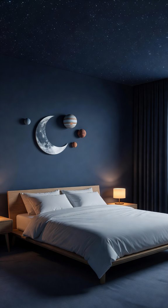 low profile bed dark curtains
