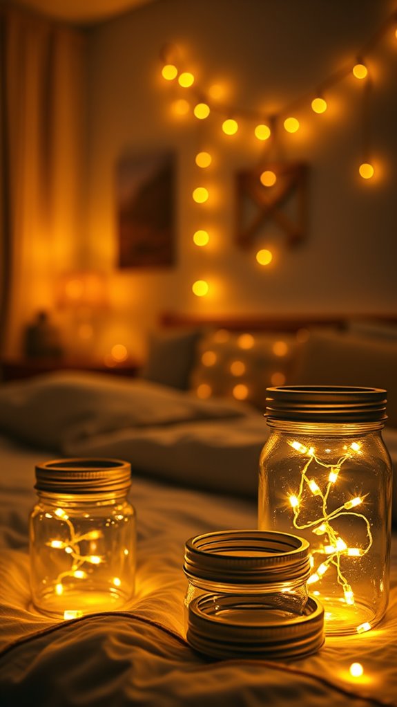 mason jars glow with stars