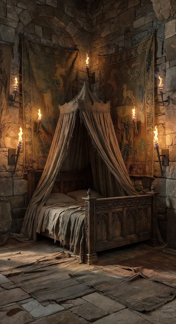 medieval bedroom stone tapestries