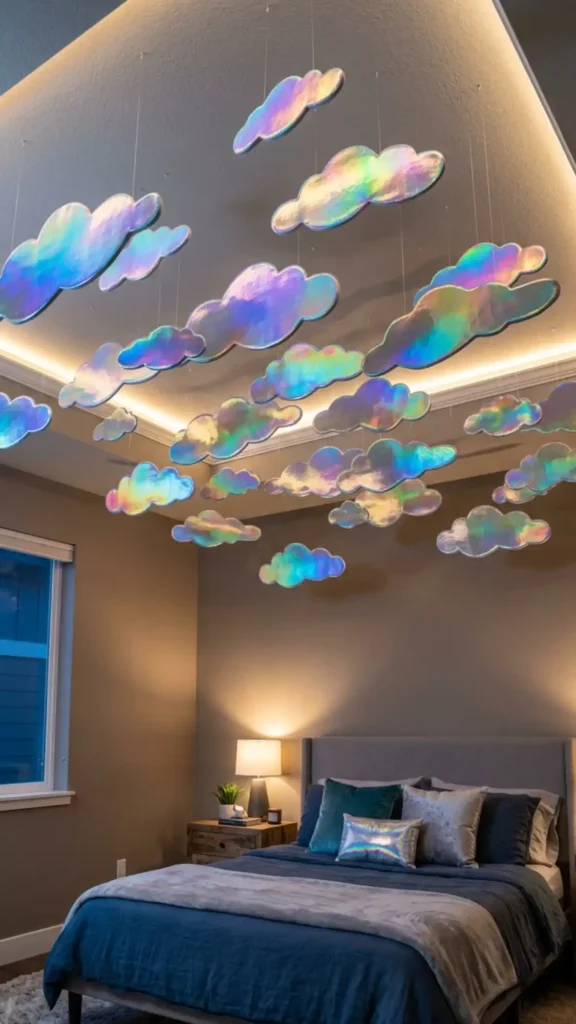 metallic iridescent cloud panels