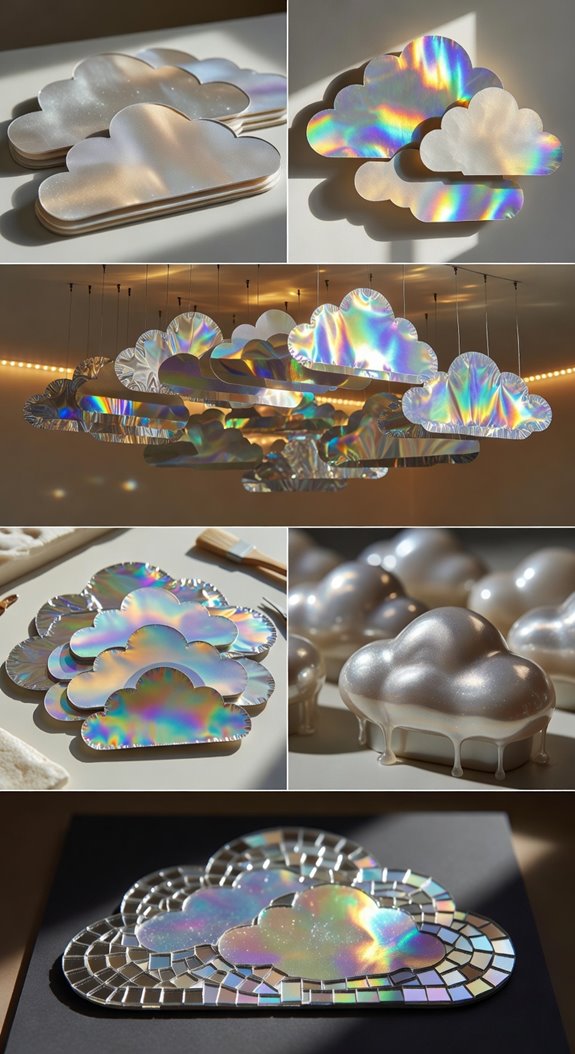 metallic iridescent cloud panels