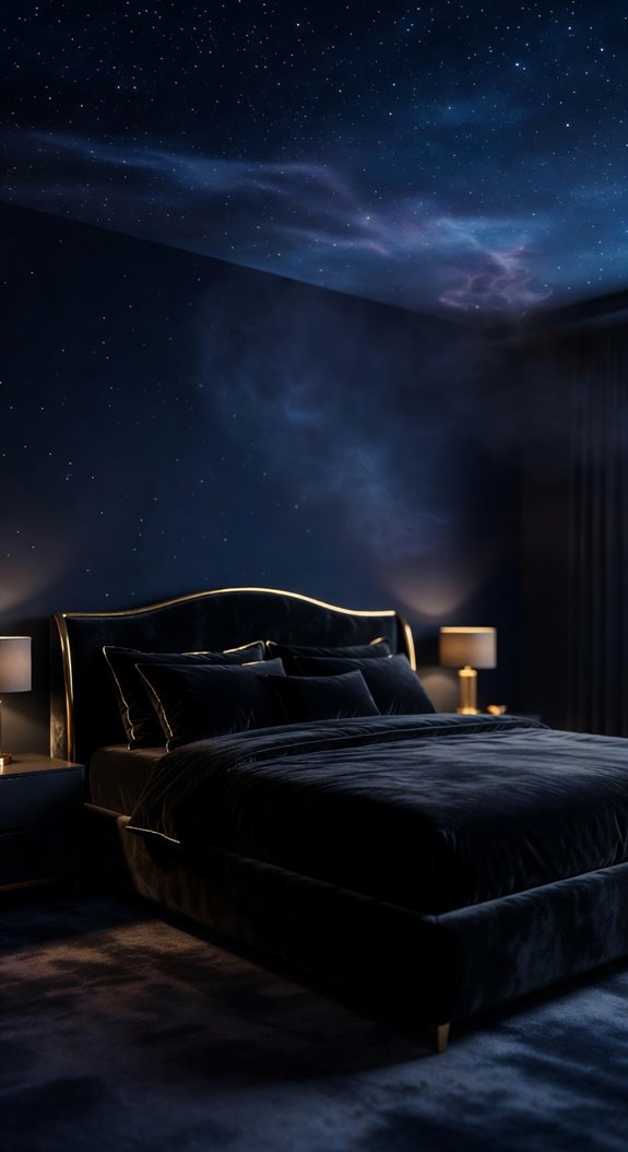 midnight blue black gold glamour