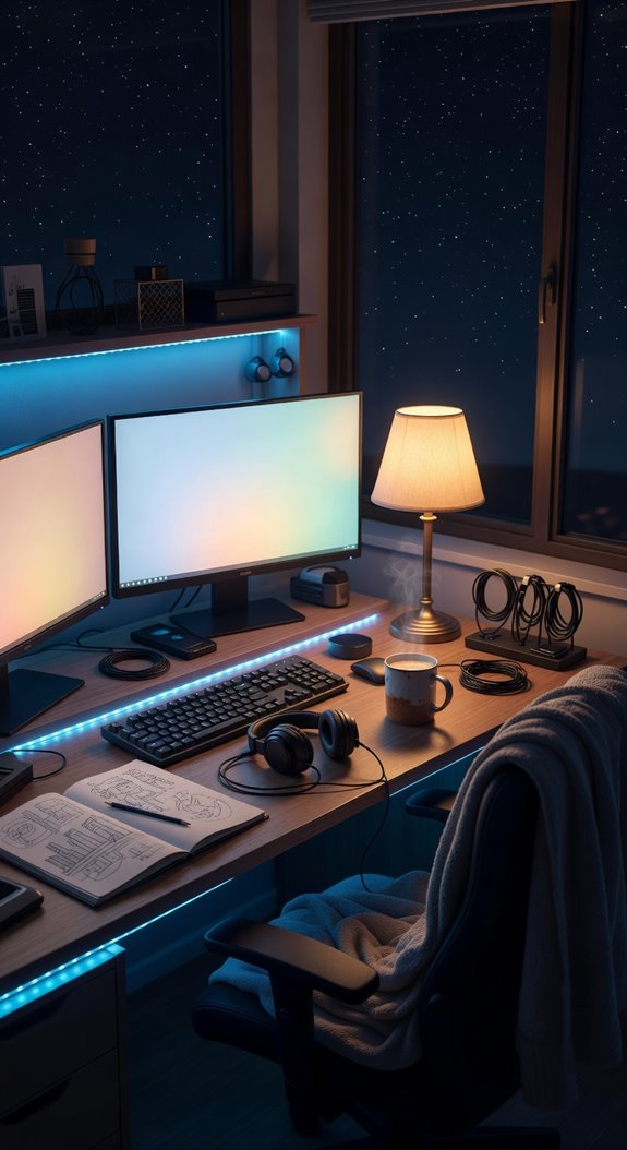 midnight desk focused lighting