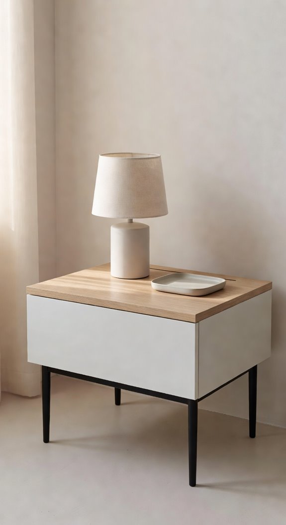 minimal wooden nightstand uncluttered