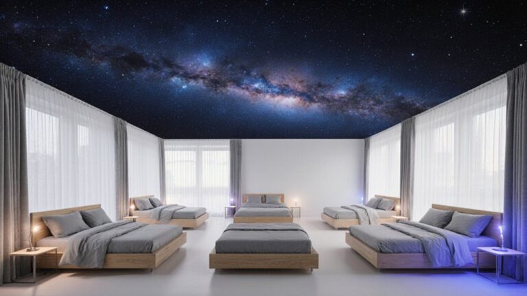 minimalist galaxy themed bedroom interiors