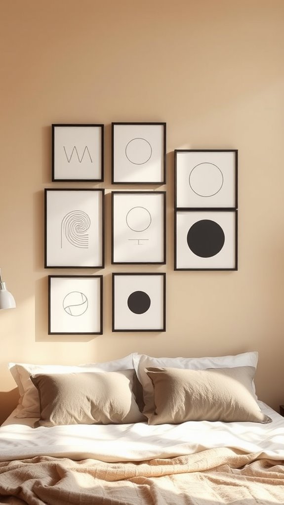minimalist line art gallery wall