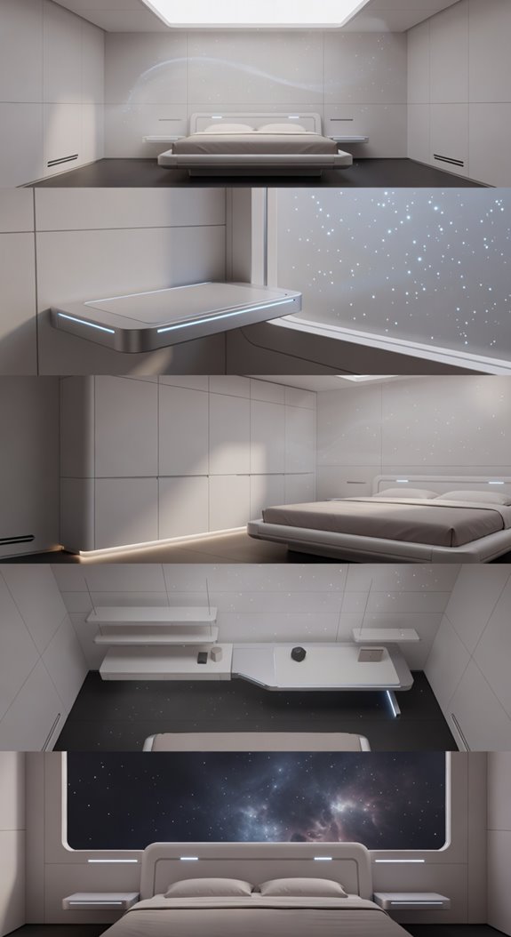 minimalist spacecraft inspired bedroom design