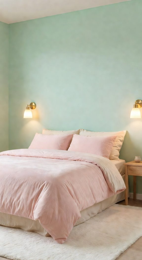 mint walls warm brass sconces