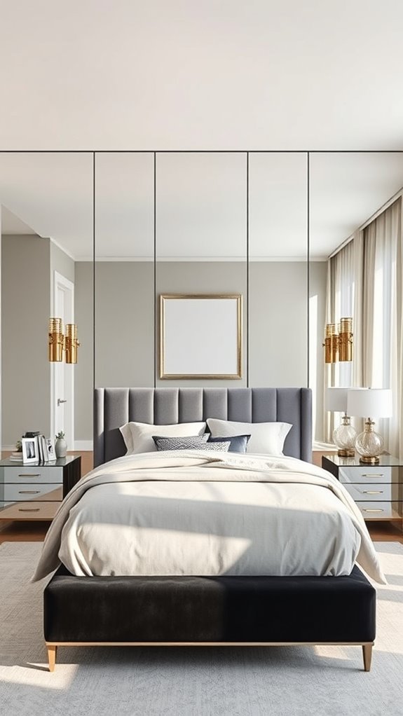 mirrored panels amplify luminous depth