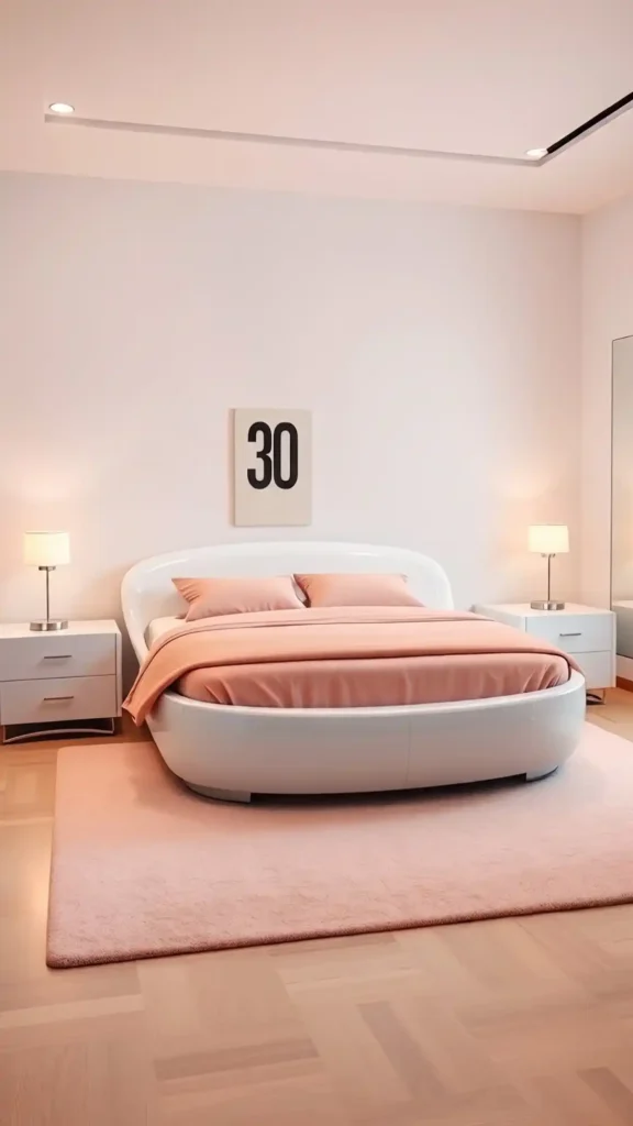 modern sleek metallic bedroom aesthetic