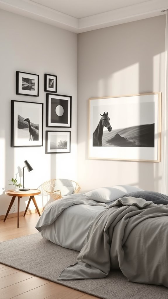 monochrome gallery walls calm
