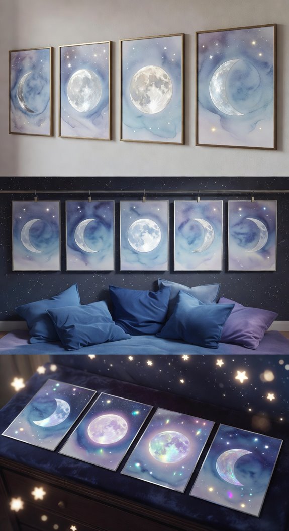 moon phase art in muted tones