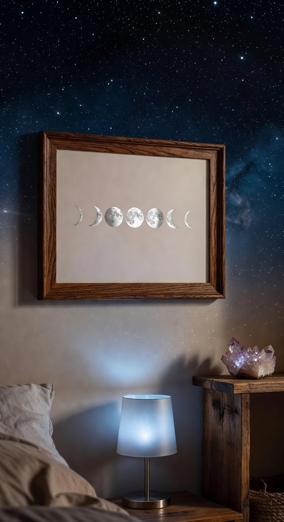 moon phase prints framed lined display