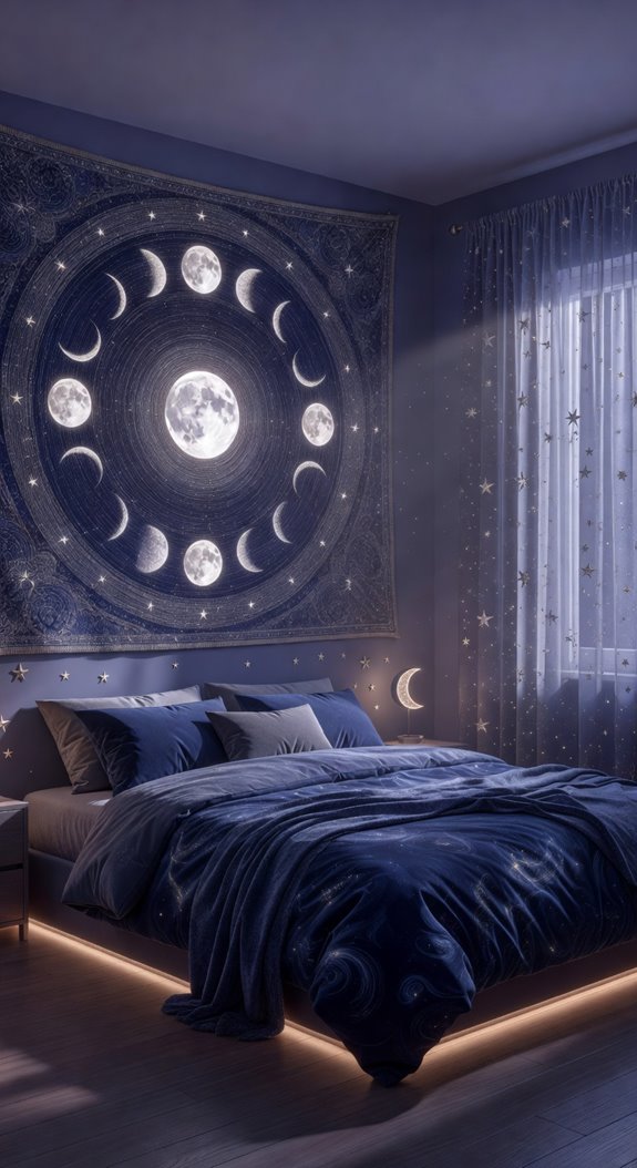 moon phase tapestry lunar focal point