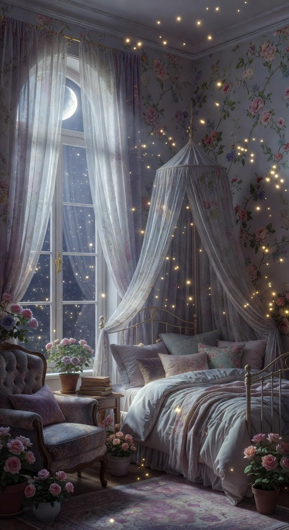 moonlit pastel nursery with nature details