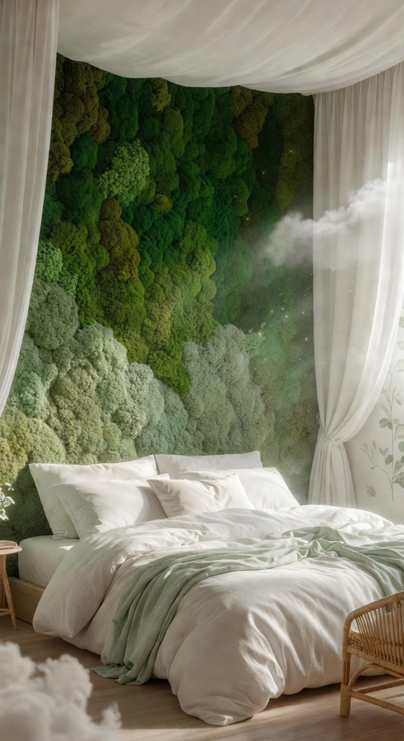 moss wall with sage greens
