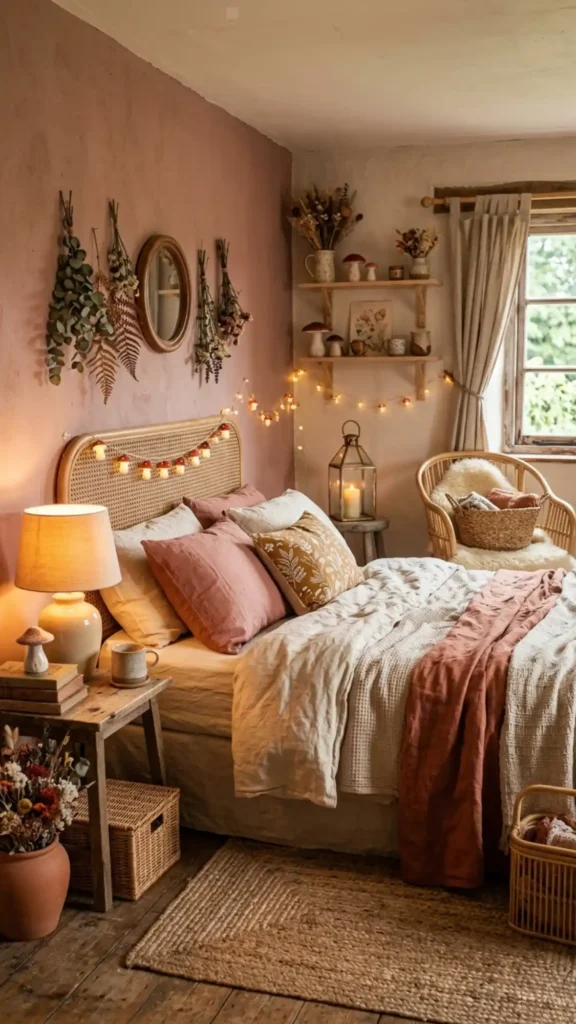 mushroom cottage warm bedroom