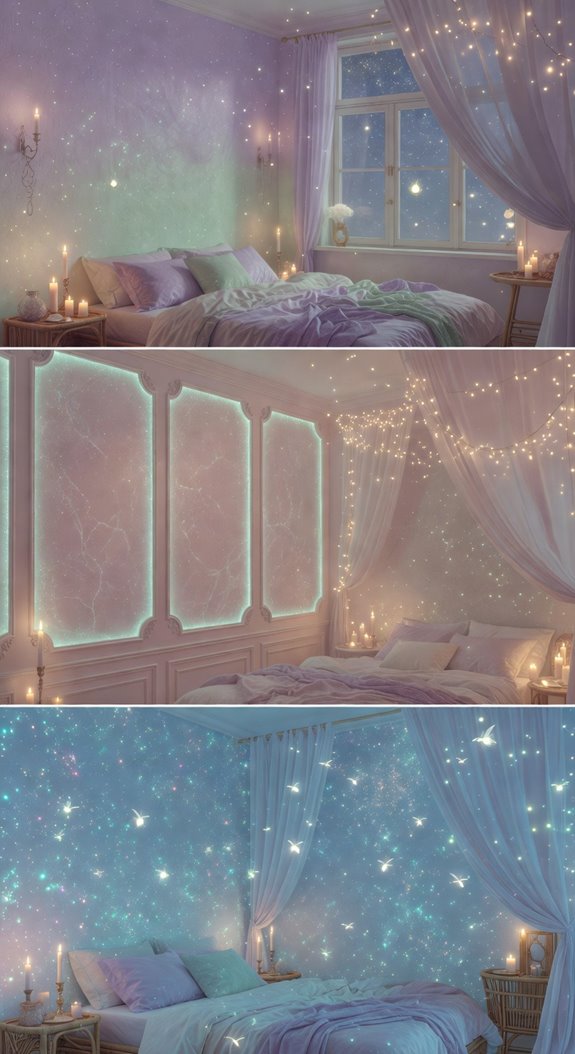 muted sage walls glow softly