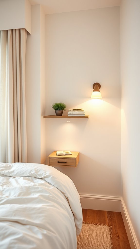 narrow wall mounted nightstand elegance