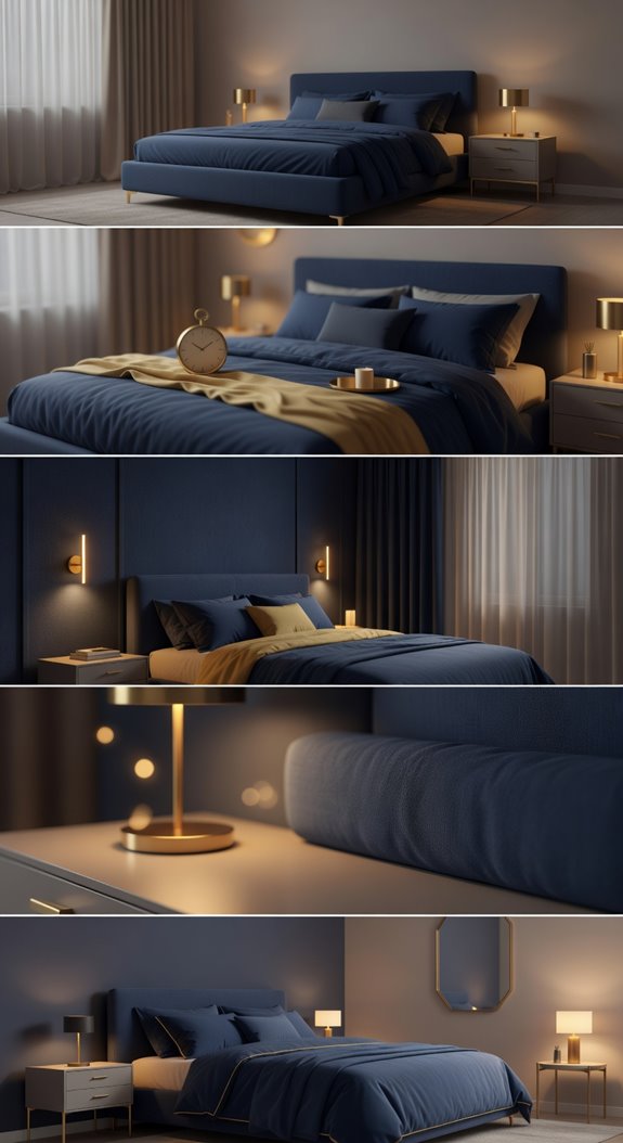 navy walls soft gold accents