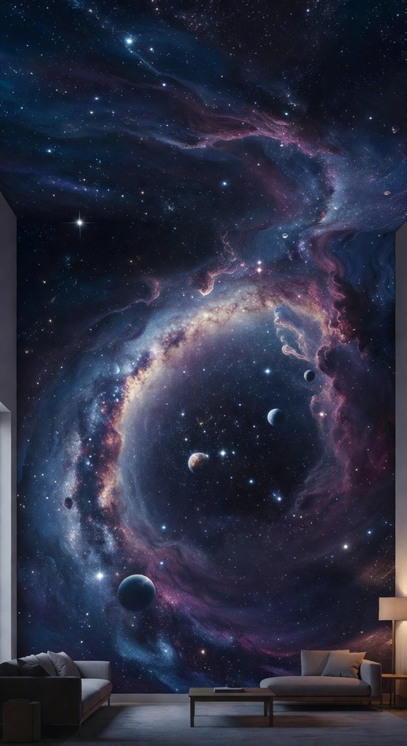 nebula inspired mural with glow