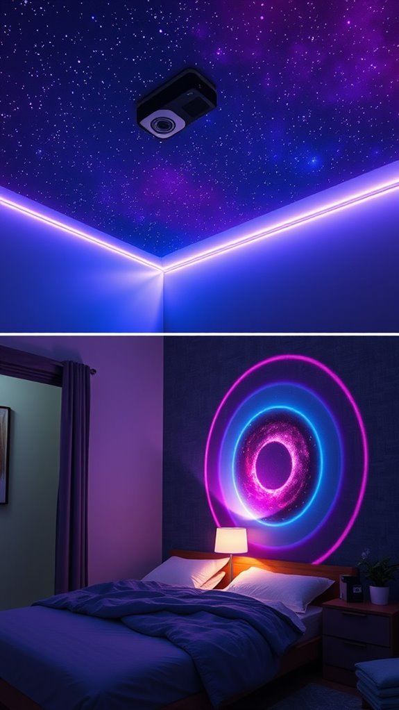 nebula lit bedroom with leds