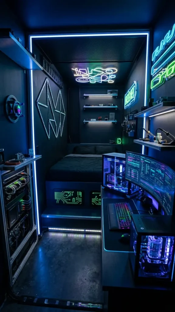 neon lit diy tech haven