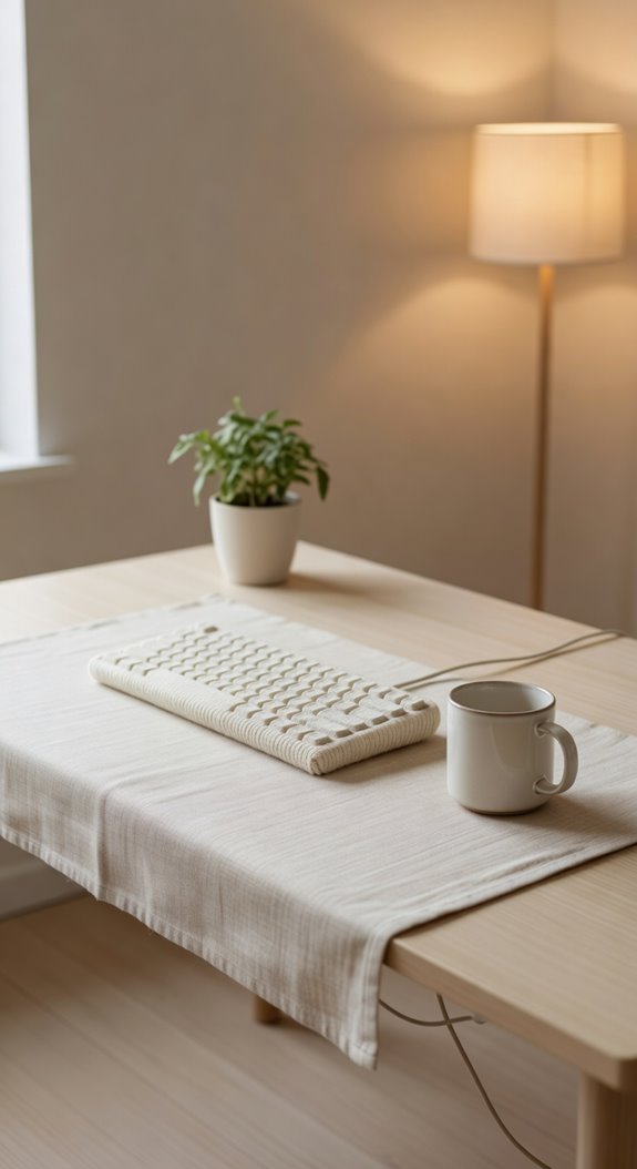 neutral linen cream gaming setup harmony