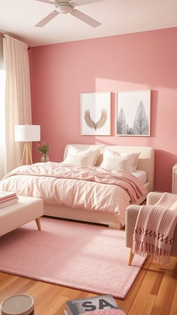 neutral tones warm accents pink room update