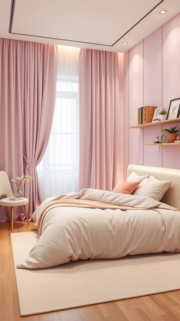 neutral tones with dusty rose accents