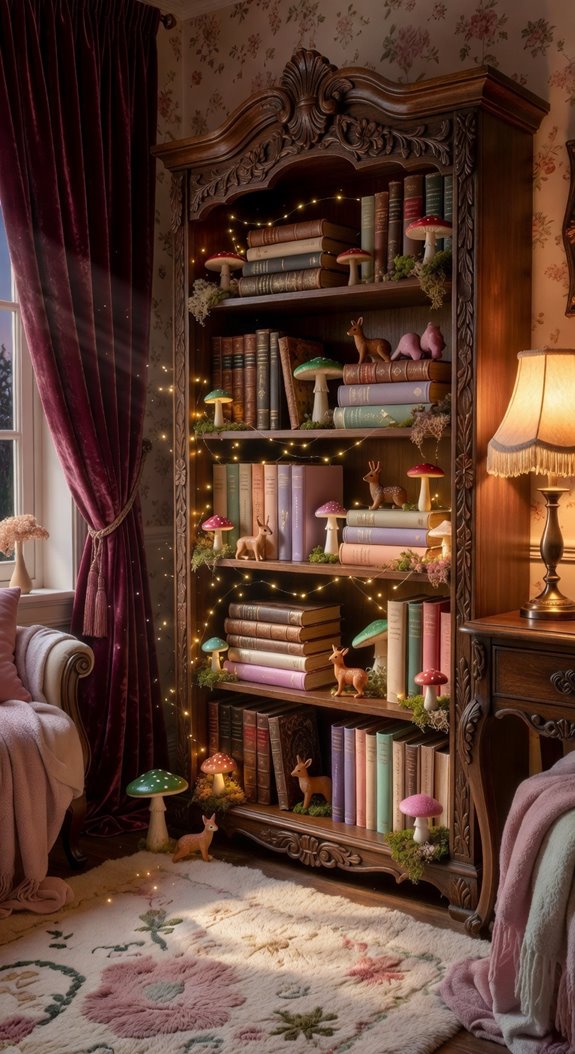 ornate book displays warm glow