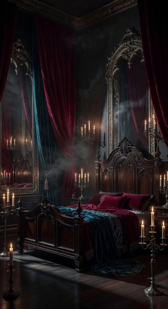 ornate mirrors velvet drapes candlelight