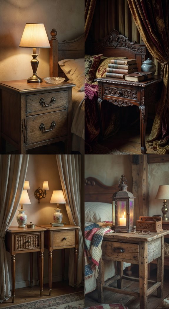 ornate nightstand with marble gilded foxed mirror