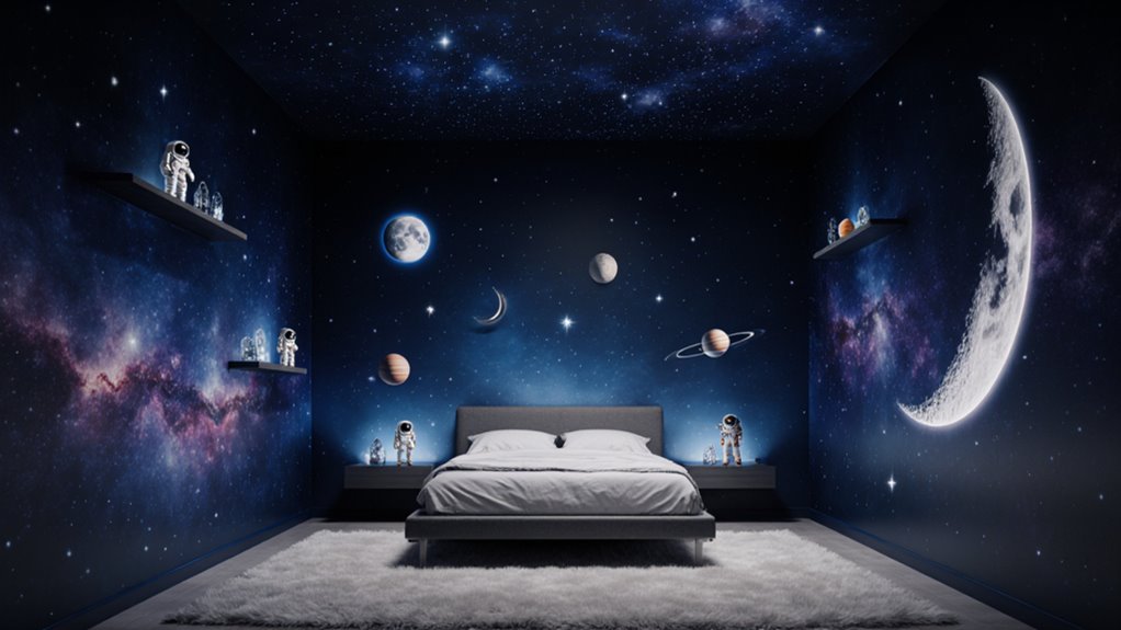 outer space themed bedroom wall ideas