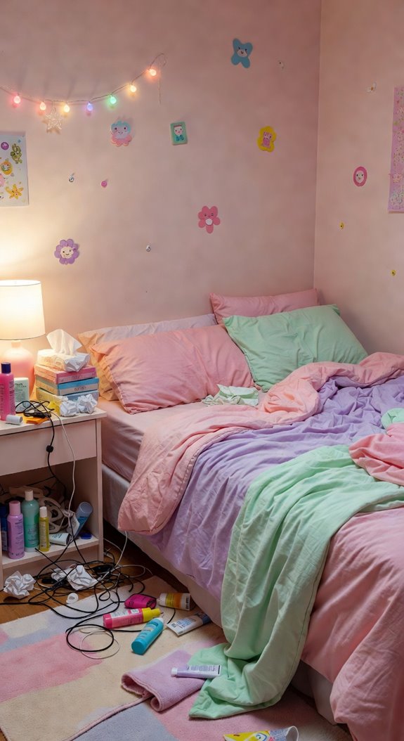 overcluttered pastels mismatched tones