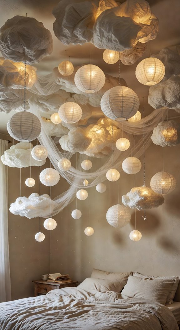 paper lantern cloud ceiling installation