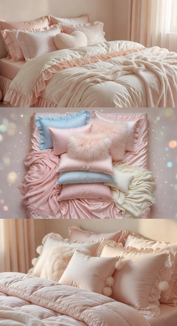 pastel bedding with plush textures
