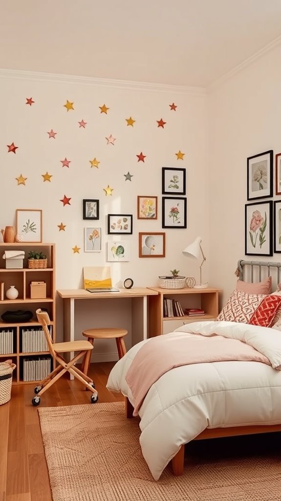 pastel bedroom with decals