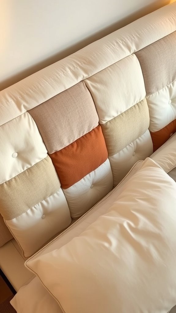 patchwork and quilted headboard textures