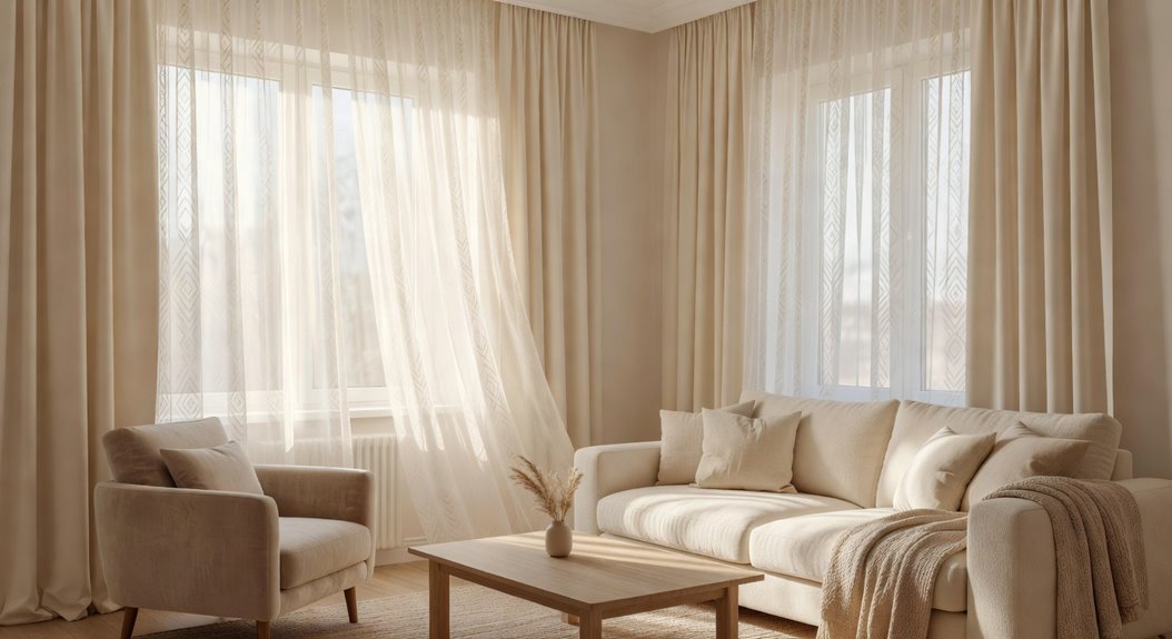 patterned sheers with solid drapes