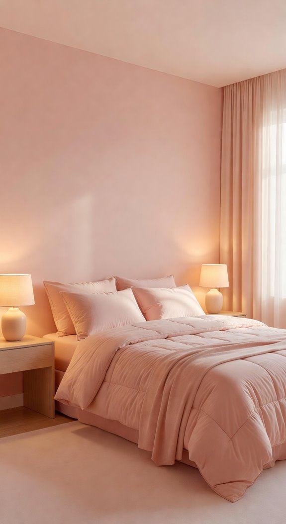 peachy pink warm amber lighting