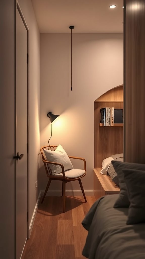 pendant lit compact reading nook illumination