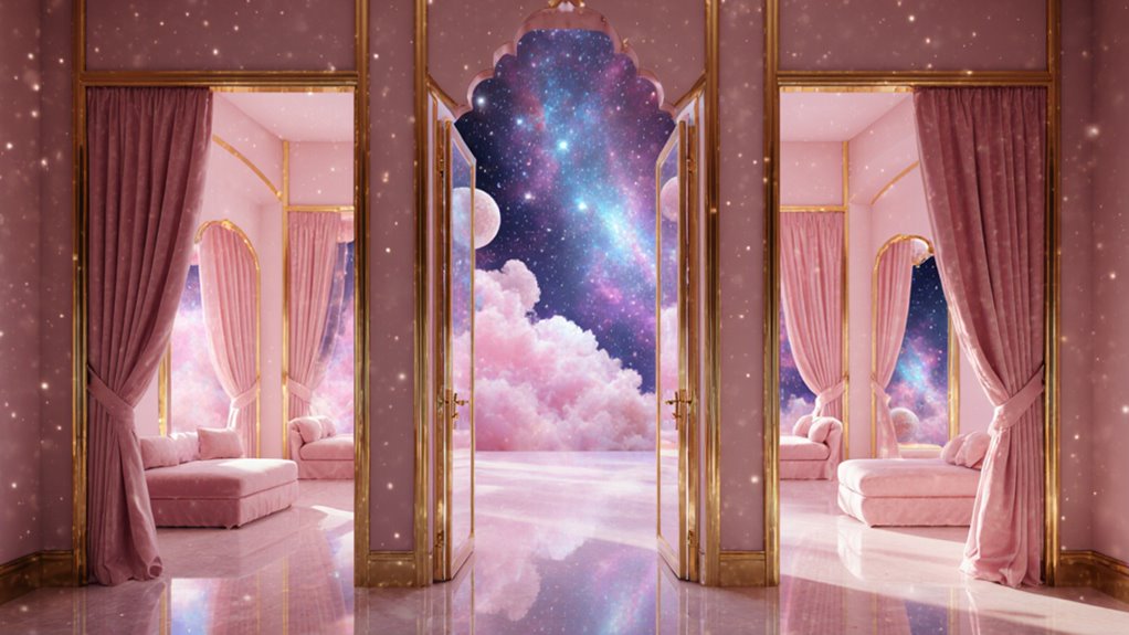 pink and gold galaxy rooms